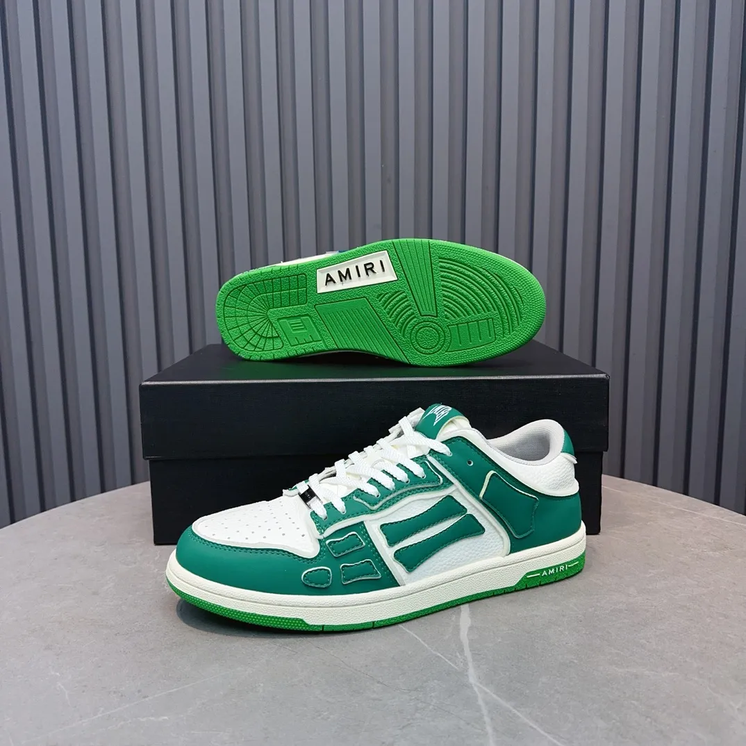 Men's men's shoes 💰600 AMIRI high street sneakers with bone sports shoes, toe layer cowhide upper, upper side bones, hand-stitched, good three-dimensional effect, customized metal LOGO, size 38-45 46